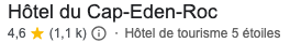Note google Eden Roc 