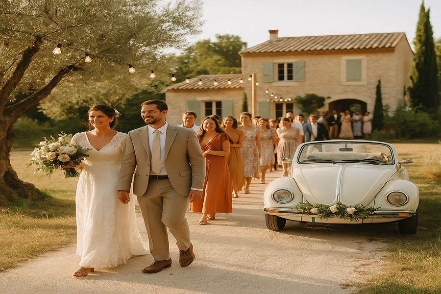 Les plus beaux cortèges de mariage : comment sublimer l'arrivée de vos invités 5 Cortège de mariage, thème "Provençal"