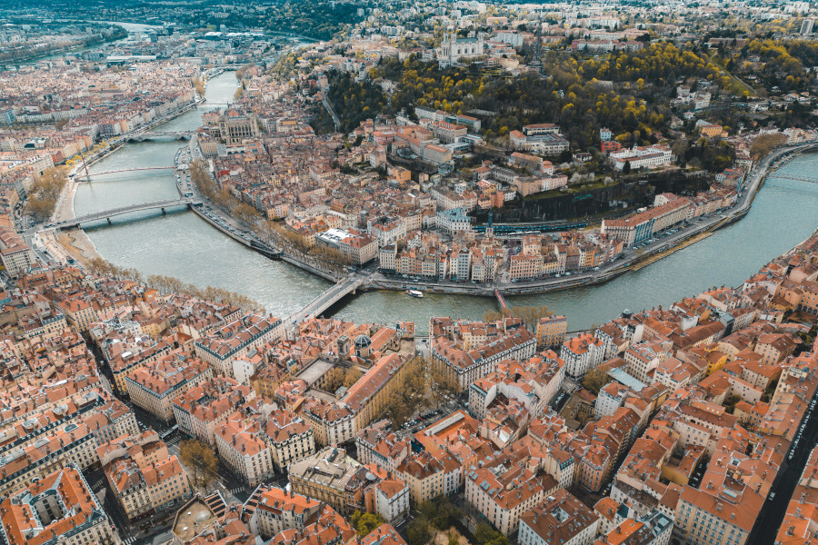 Lyon Centre Ville vue aérienne