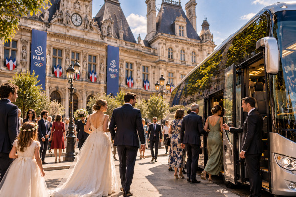 wedding bus to Paris town hall